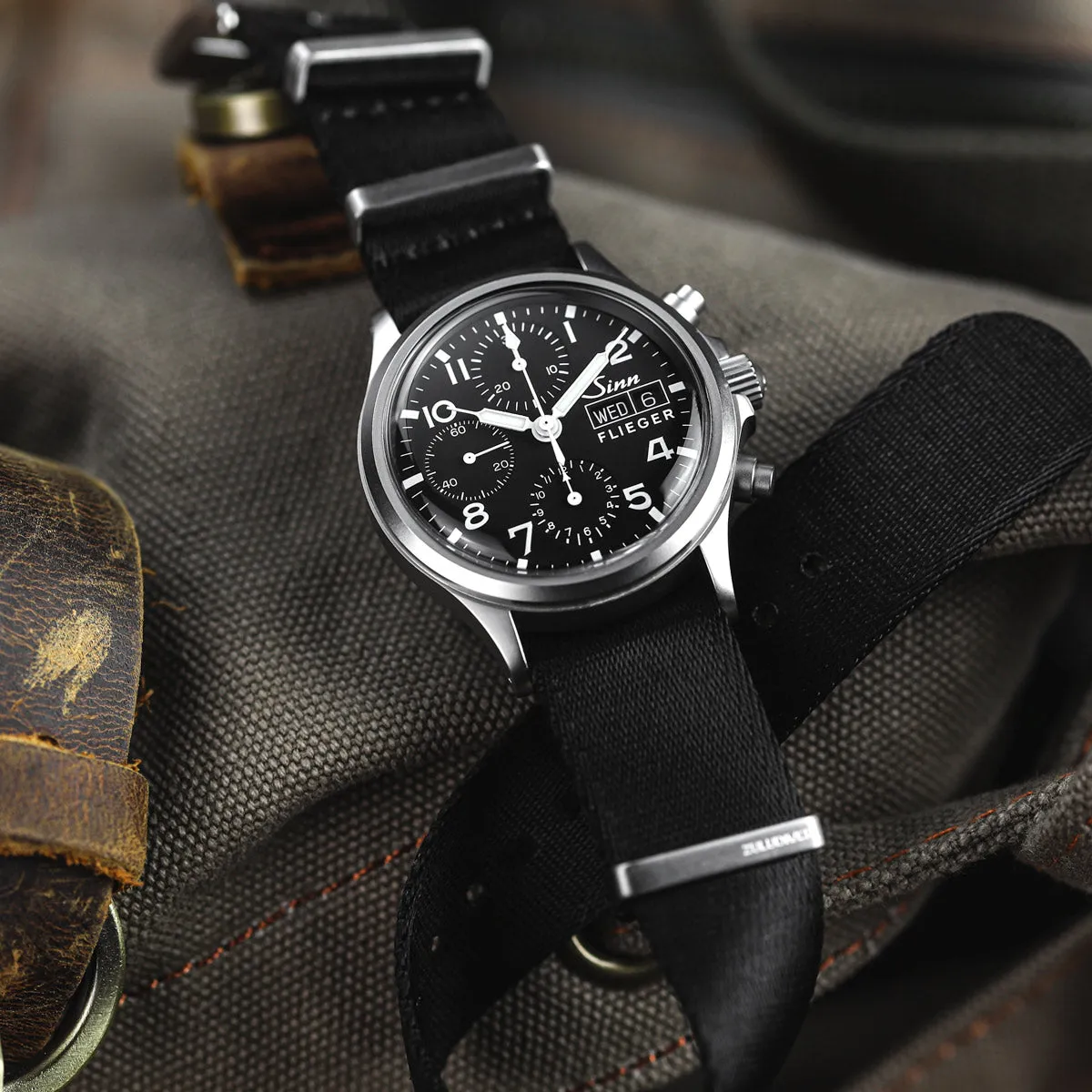 1973 British Military Watch Strap: ARMOURED RECON - Military Black, Polished