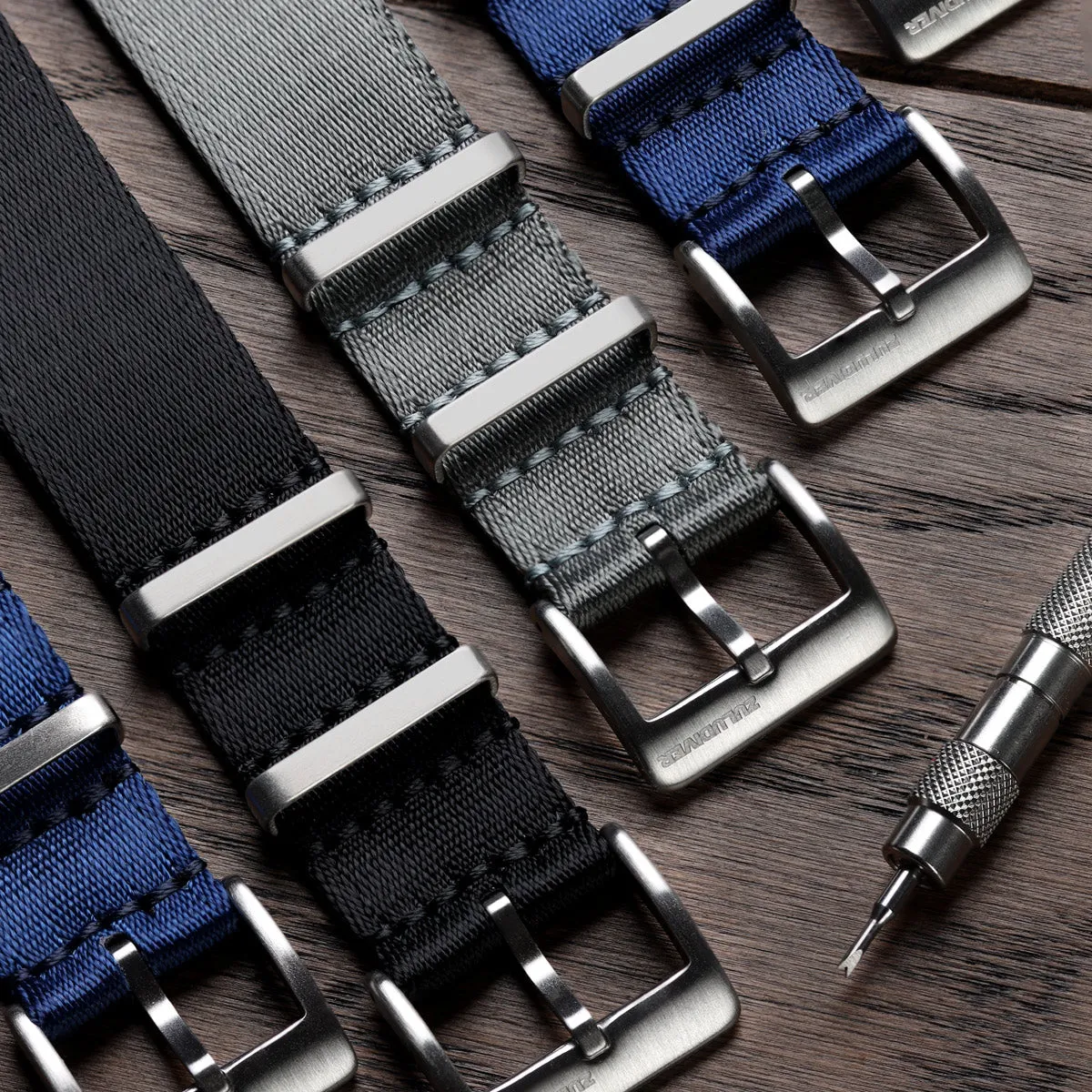 1973 British Military Watch Strap: ARMOURED RECON - Military Black, Polished