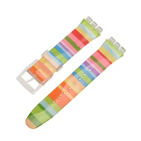 19mm Universal stripe printed silicone watch strap - Rainbow Color