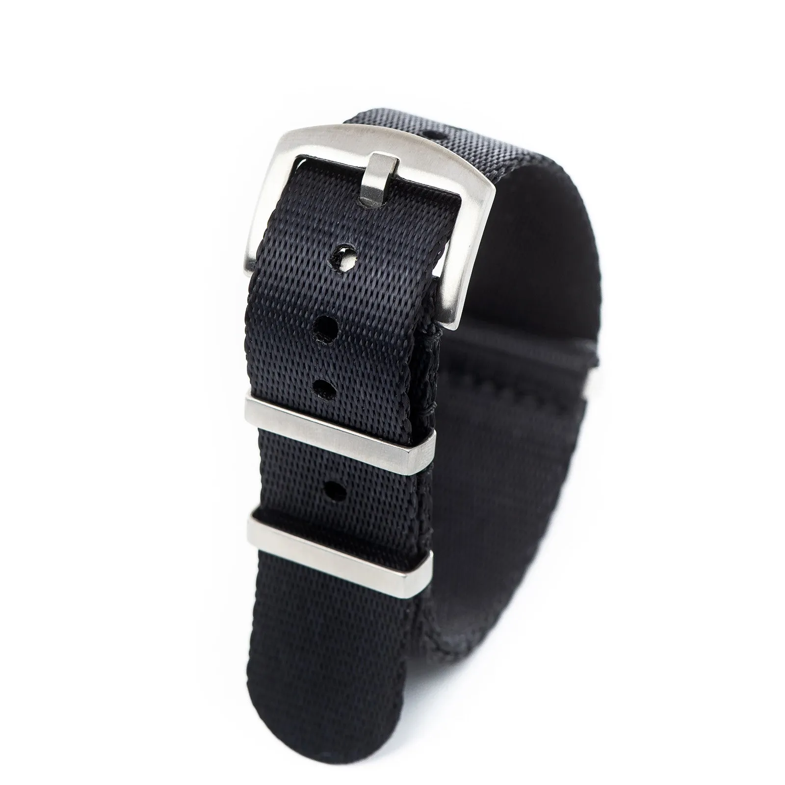 20mm 22mm Seat Belt Nylon Watch Strap - Black