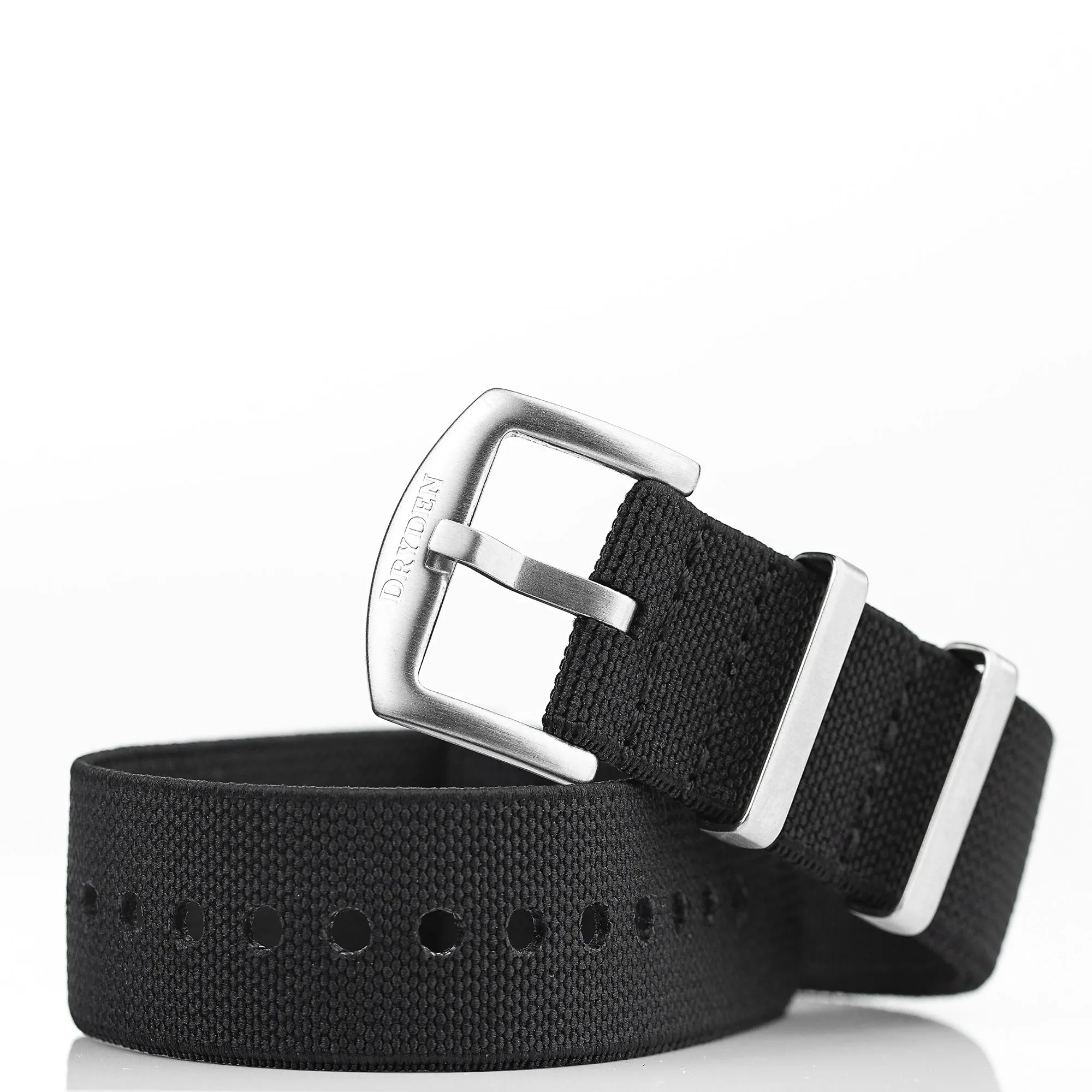 20mm 22mm Woven Elastic Nylon Watch Strap - Black