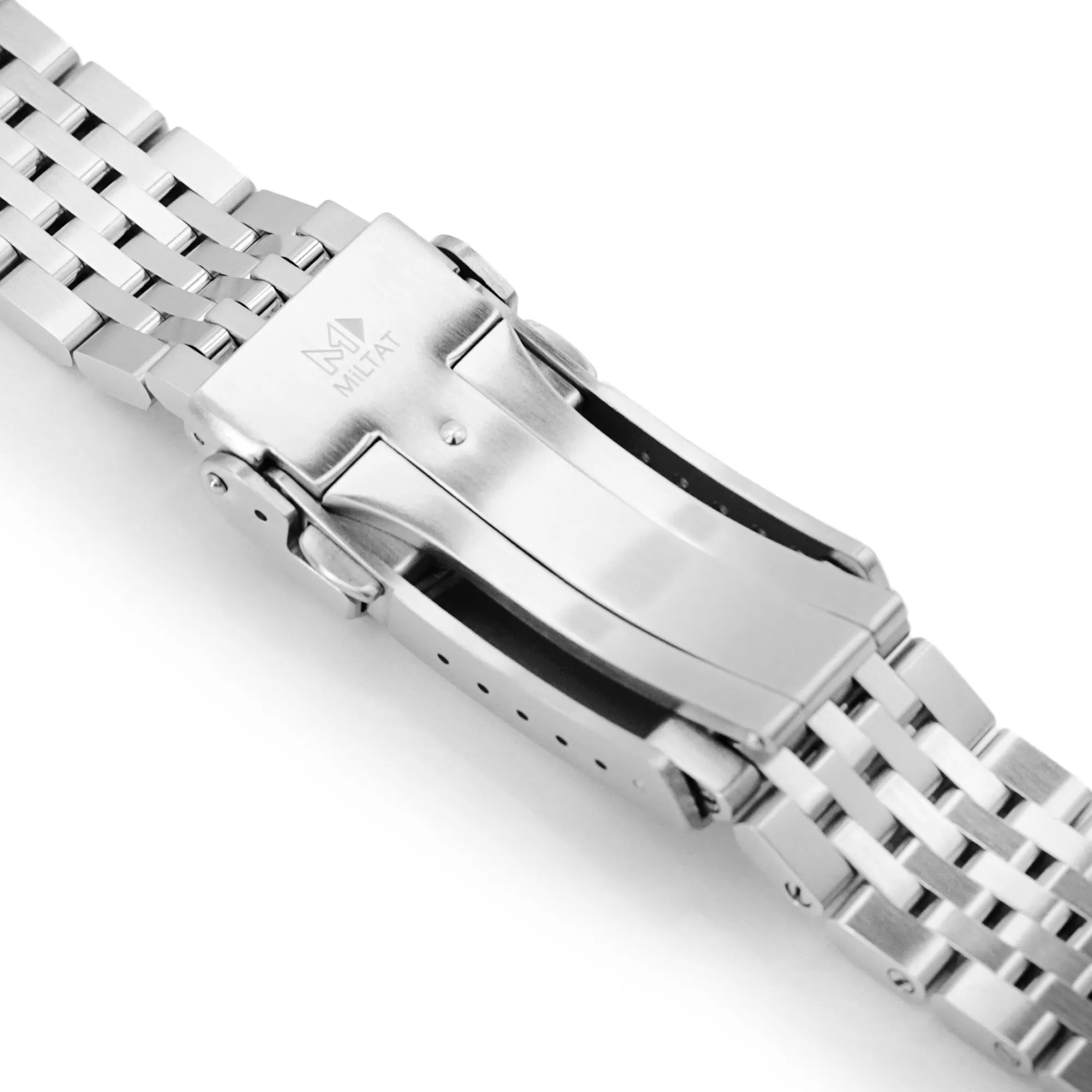 20mm Asteroid Watch Band for Seiko Alpinist SARB017 SPB155 SBEJ005 (compatible with Hamilton Khaki H70455733), Stainless Steel - Polished Center Links, V Diver Clasp