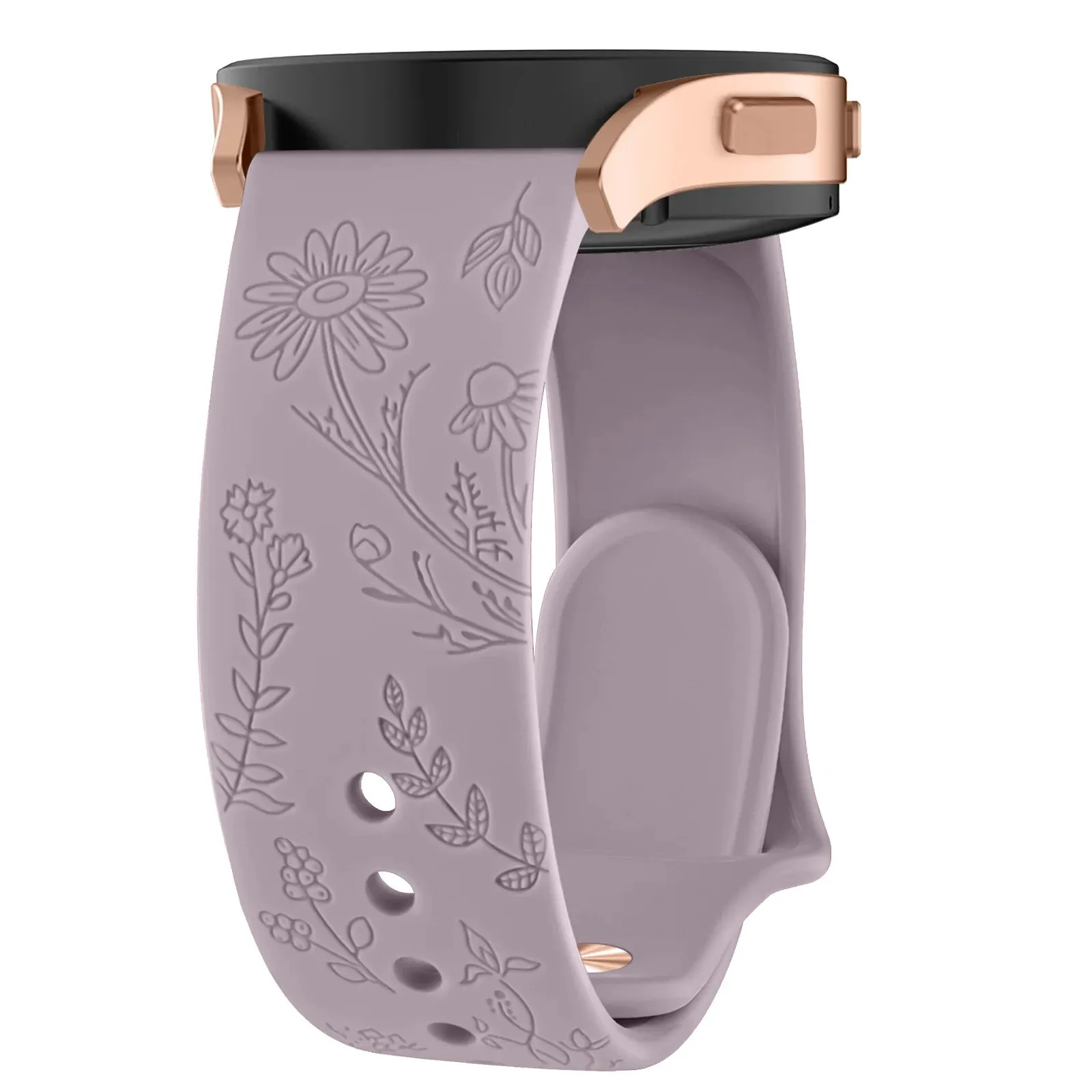 20mm Flower Engraved Bands For Samsung Galaxy Watch 6/5/4/Active 2/5 Pro 45mm 40mm 44mm/Watch 6 4 Classic/Watch 3 41mm Watchband