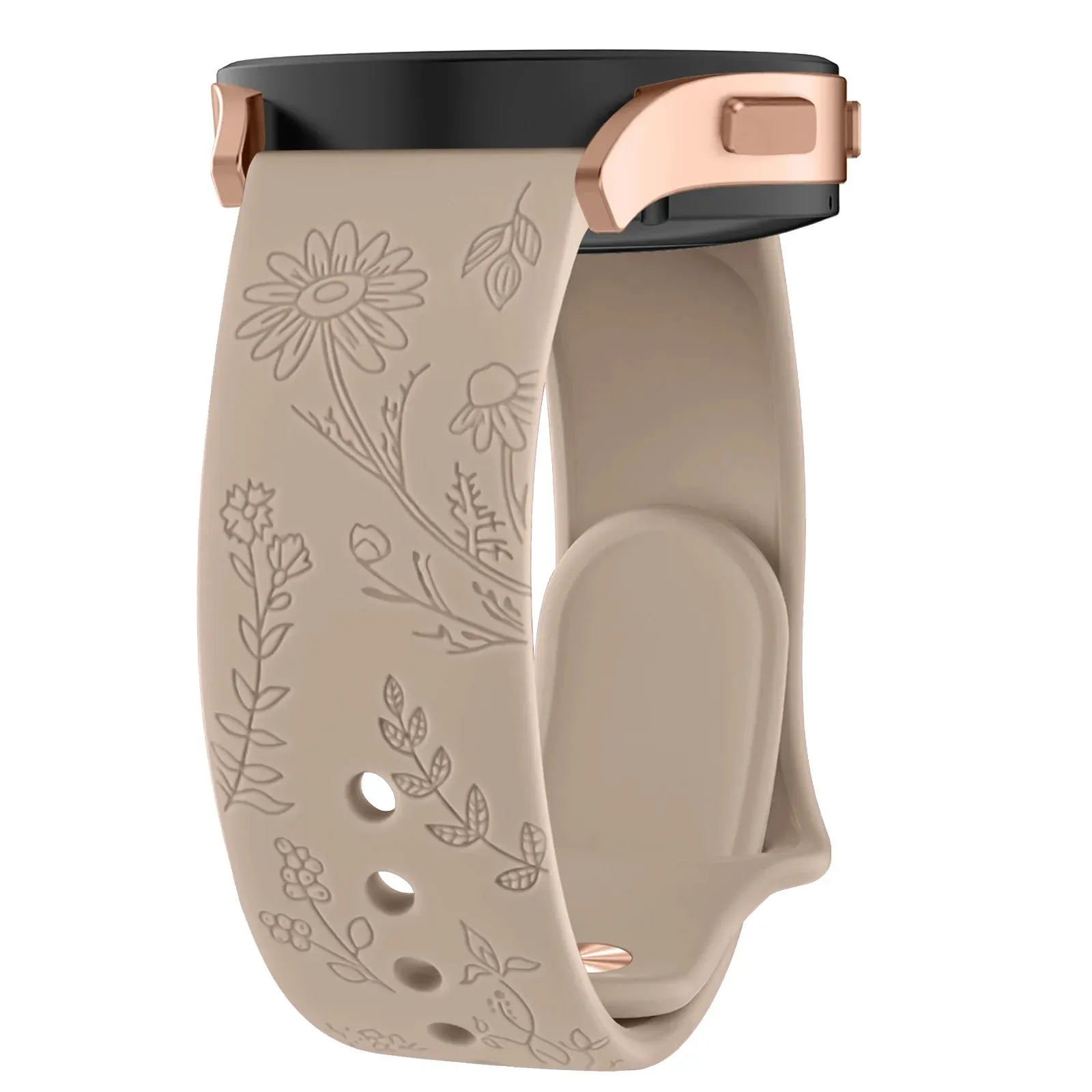 20mm Flower Engraved Bands For Samsung Galaxy Watch 6/5/4/Active 2/5 Pro 45mm 40mm 44mm/Watch 6 4 Classic/Watch 3 41mm Watchband