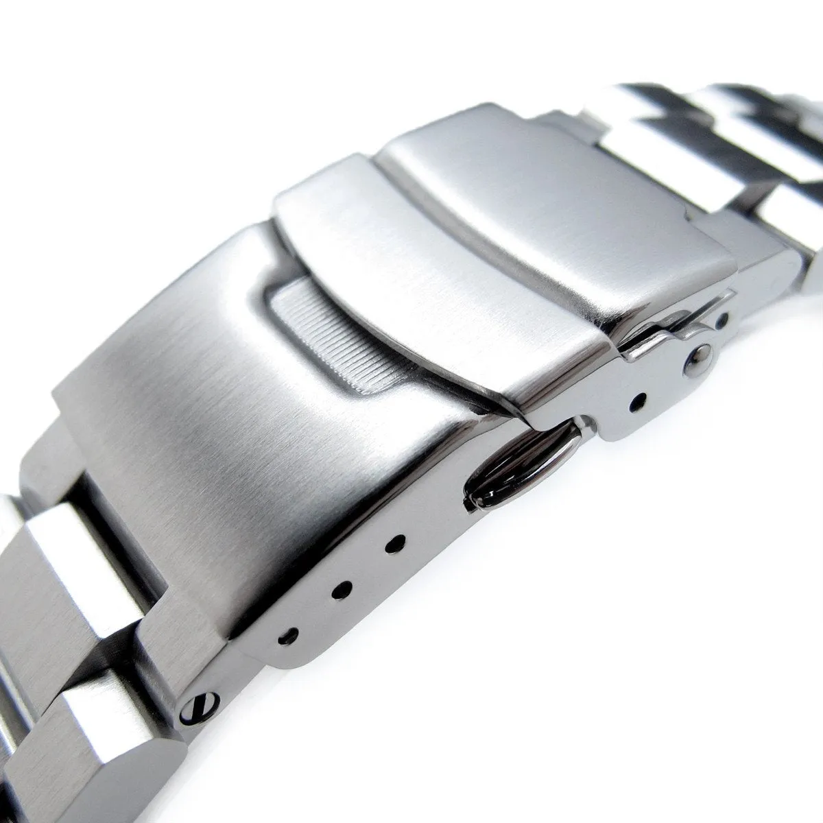 20mm Hexad Watch Band Straight End Lug, 316L Stainless Steel Brushed Diver Clasp