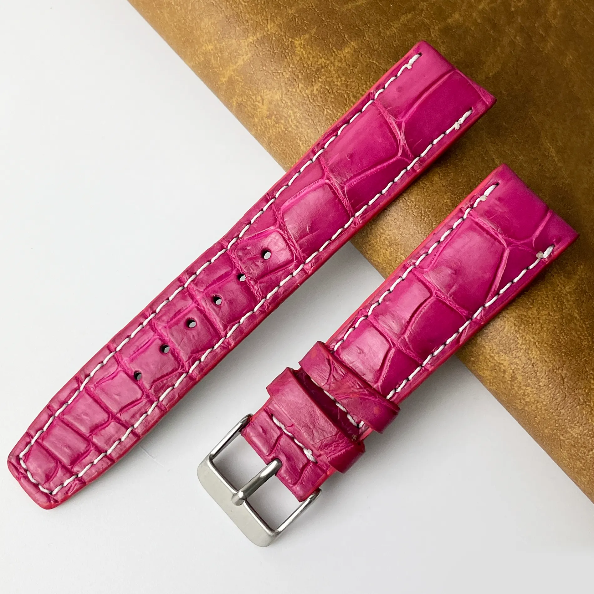 20mm Pink Unique Texture Alligator Watch Band For Men DH-226-BDB