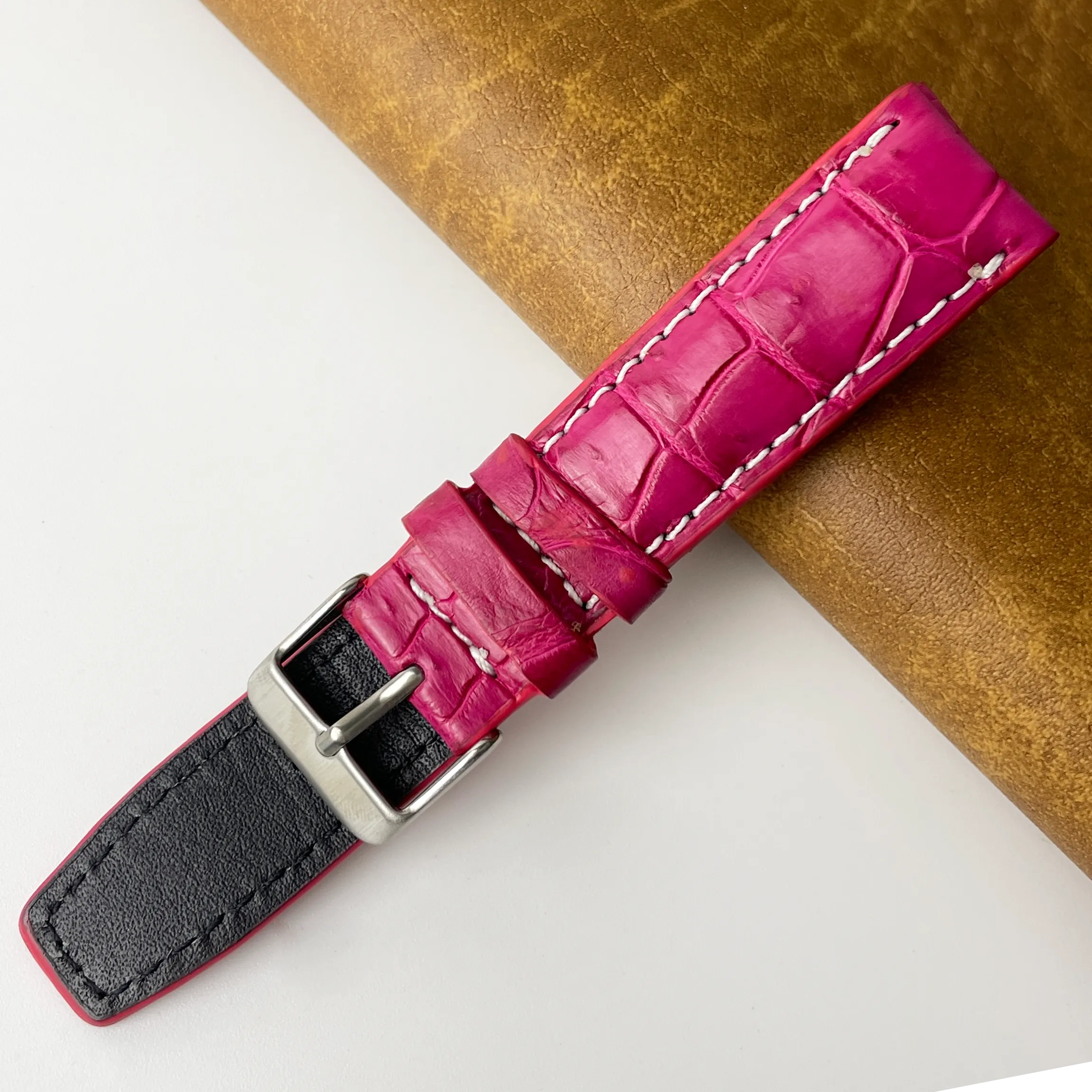 20mm Pink Unique Texture Alligator Watch Band For Men DH-226-BDB