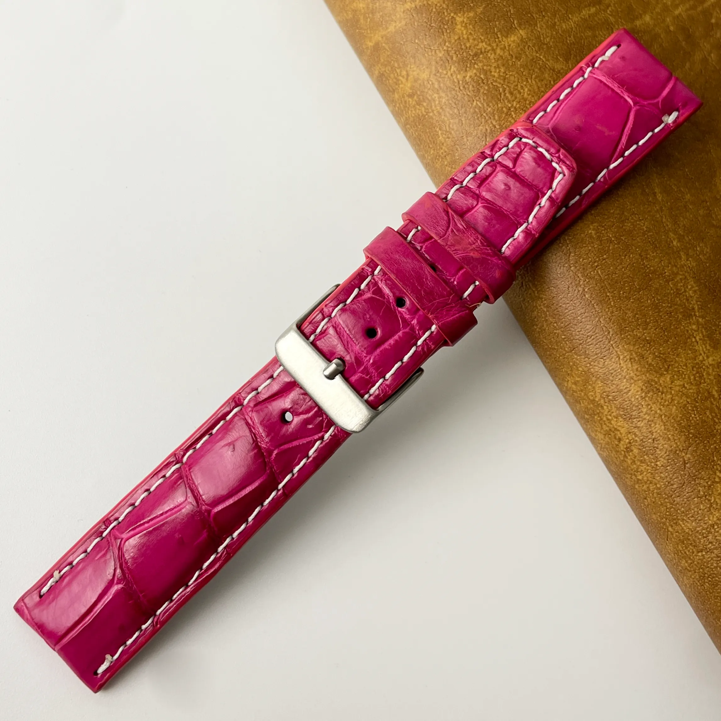 20mm Pink Unique Texture Alligator Watch Band For Men DH-226-BDB