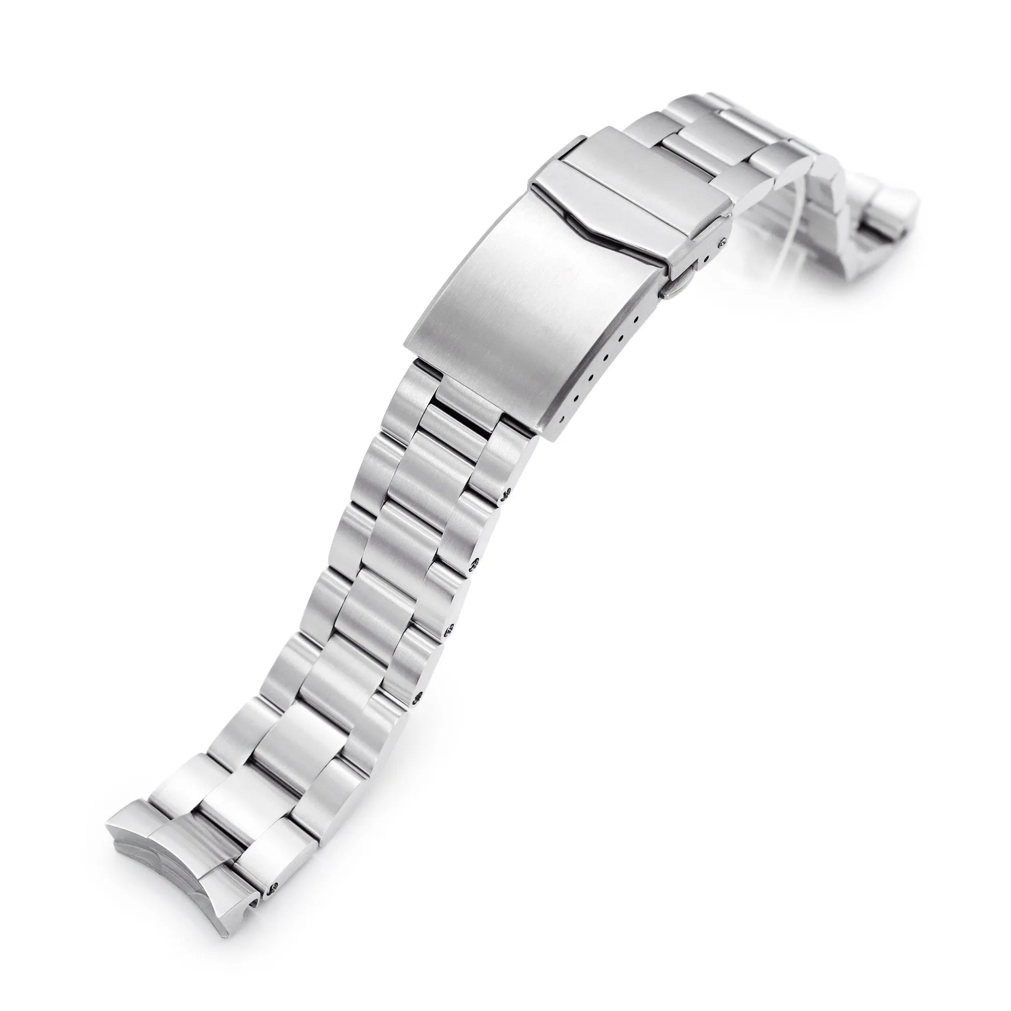 20mm Super-O Boyer Watch Band for Seiko 5 Sports 40mm SRPE51 SRPE53 SRPG35, Stainless Steel - Brushed, V Diver Clasp