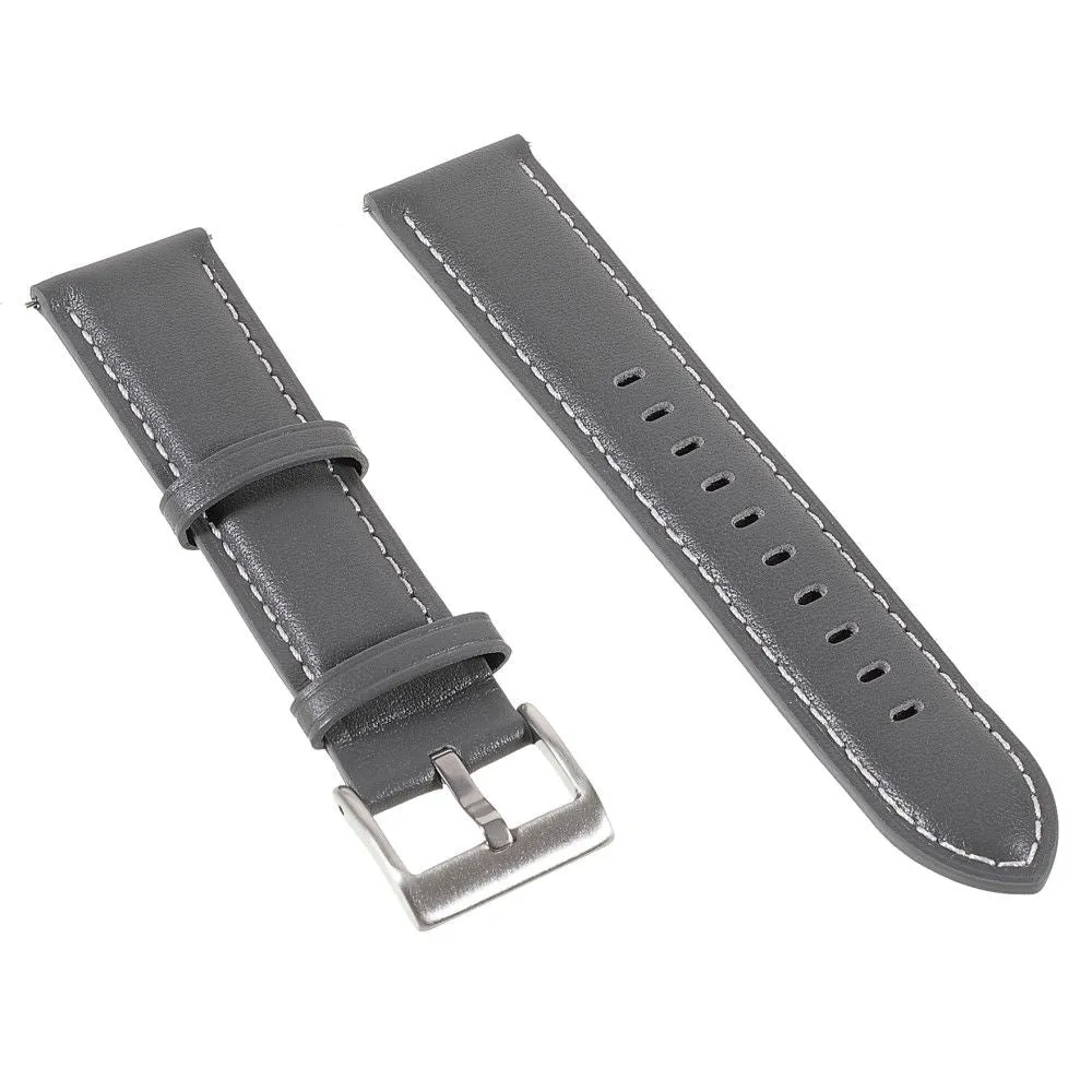 22m Universal quick release genuine leather watch strap - Grey