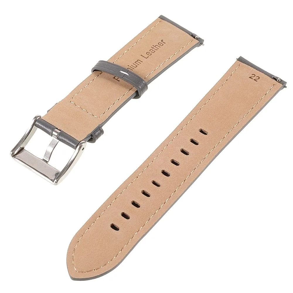 22m Universal quick release genuine leather watch strap - Grey