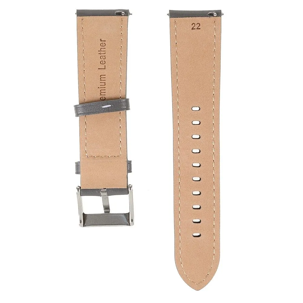 22m Universal quick release genuine leather watch strap - Grey