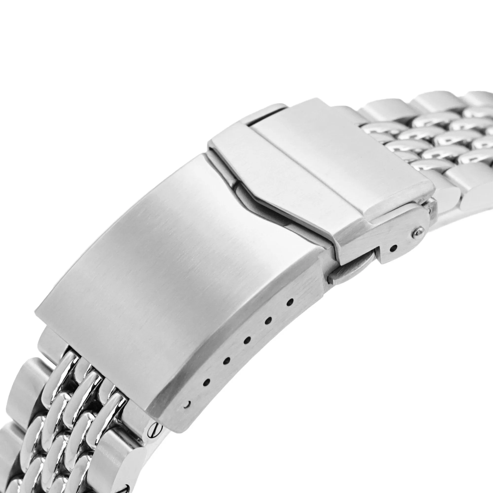 22mm Goma BOR Watch Band for Orient Kamasu RA-AA0002L19B RA-AA0004E19A RA-AA0006L19A, Stainless Steel - Polished Center Links, V Diver Clasp