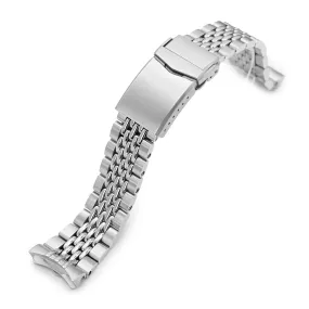 22mm Goma BOR Watch Band for Seiko 5 Sports GMT SSK001 SSK003 SBSC003, Stainless Steel - Brushed with Polished Center, V Diver Clasp