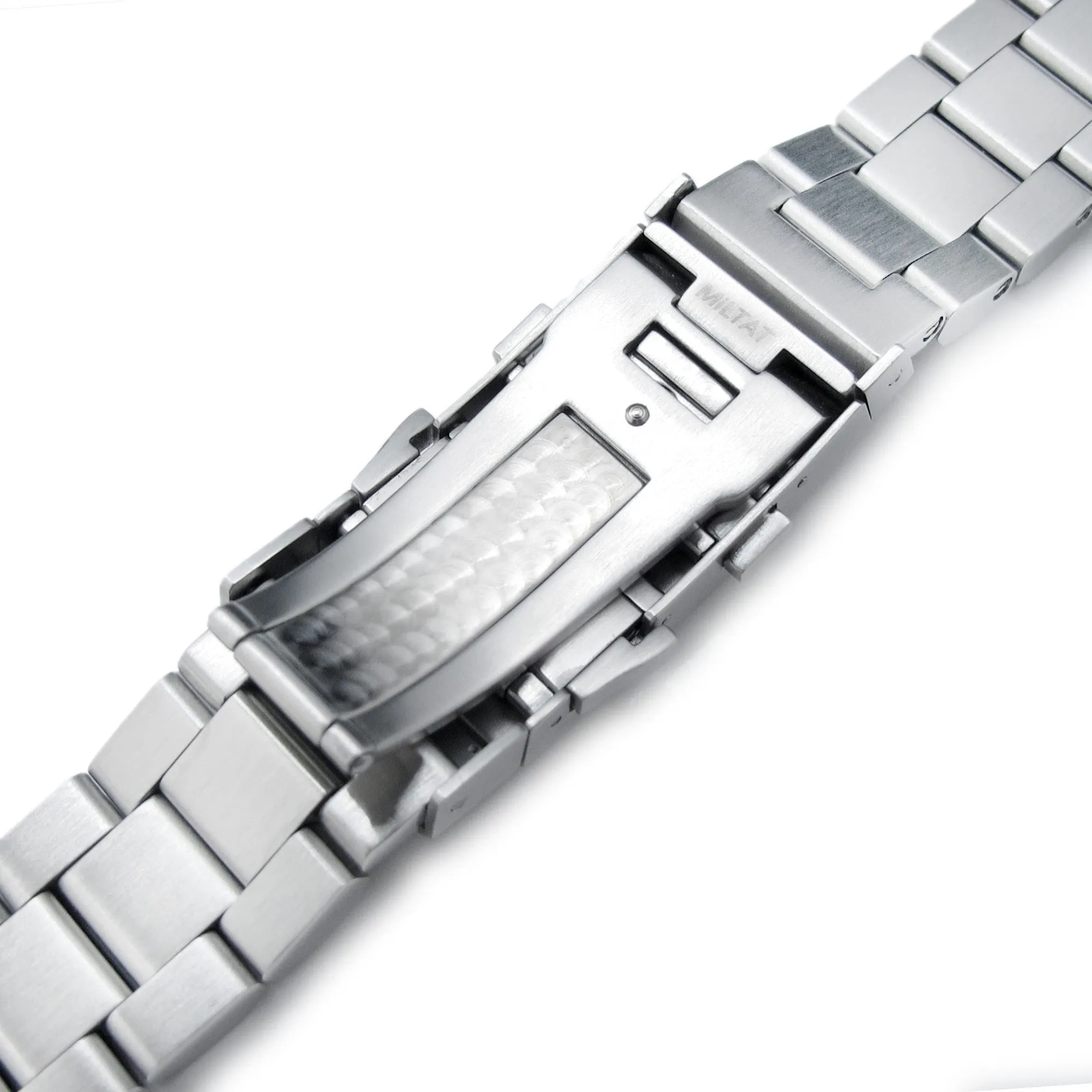 22mm Hexad Watch Band for Seiko King Samurai SRPE33 SRPE37 SRPF79, Stainless Steel - Brushed, Wetsuit Ratchet Diver Clasp