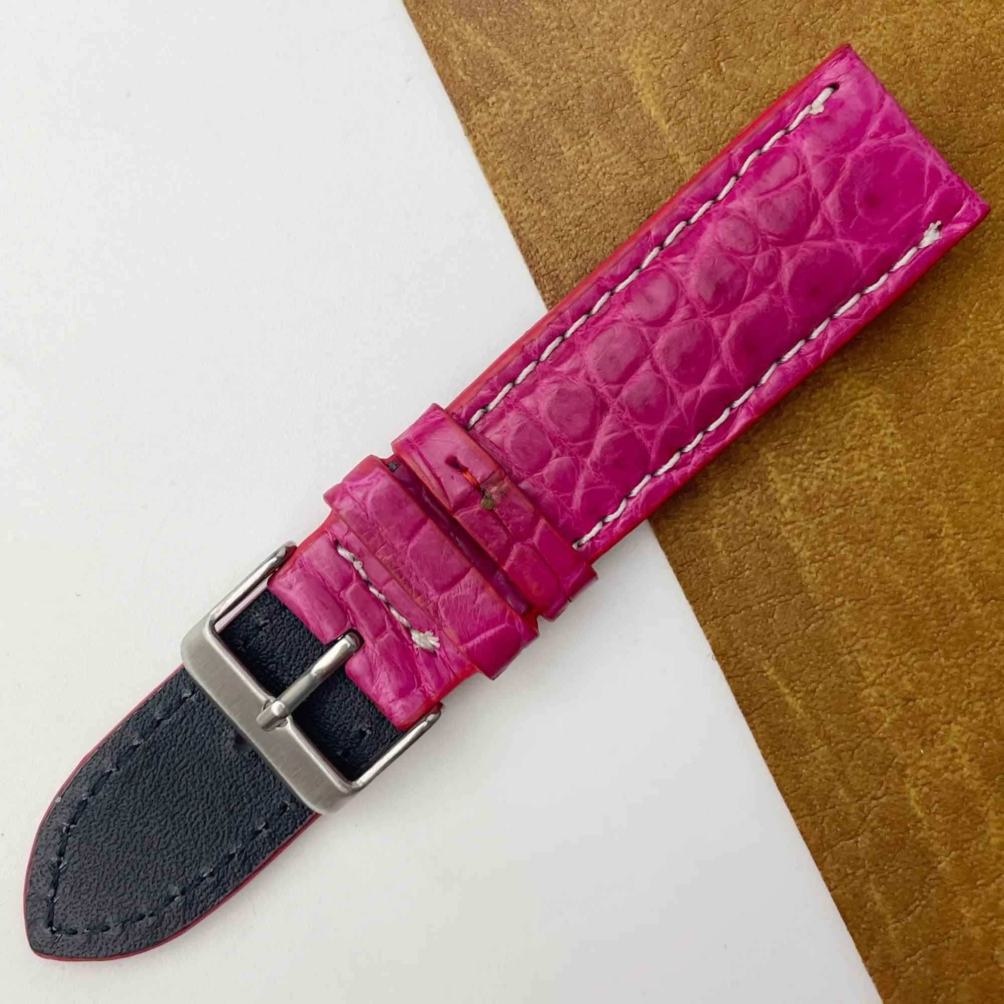 22mm Pink Unique Texture Alligator Watch Band For Men DH-226-O