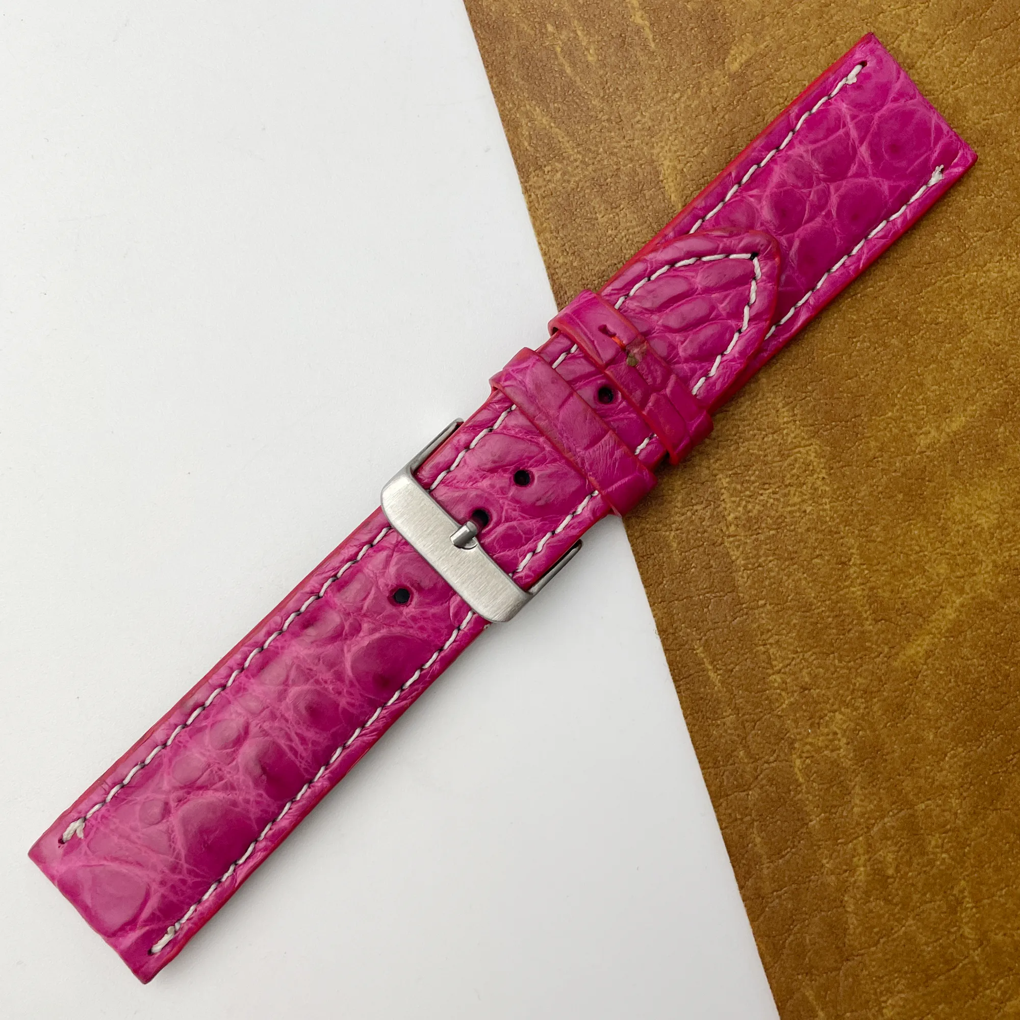 22mm Pink Unique Texture Alligator Watch Band For Men DH-226-O