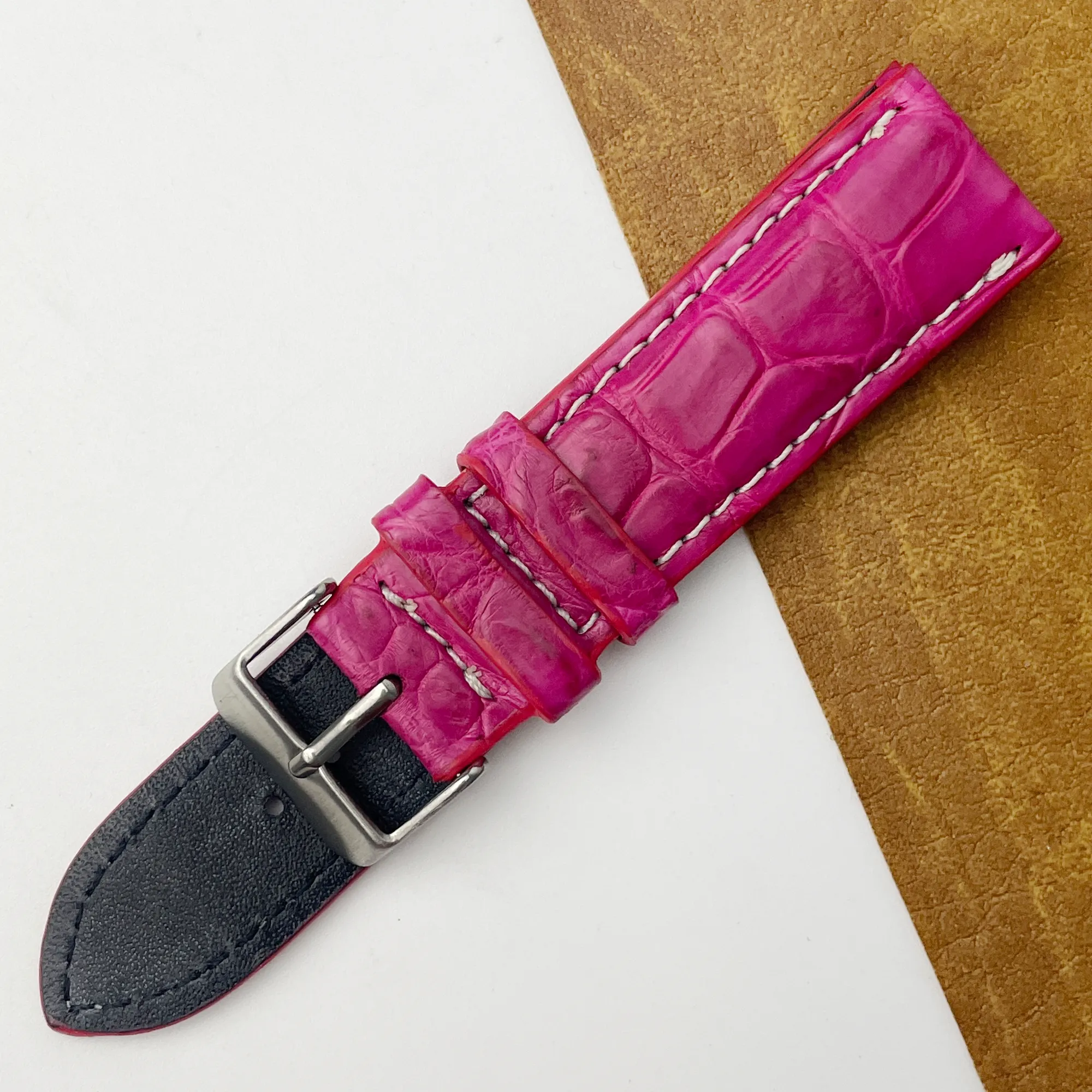 22mm Pink Unique Texture Alligator Watch Band For Men DH-226-Q