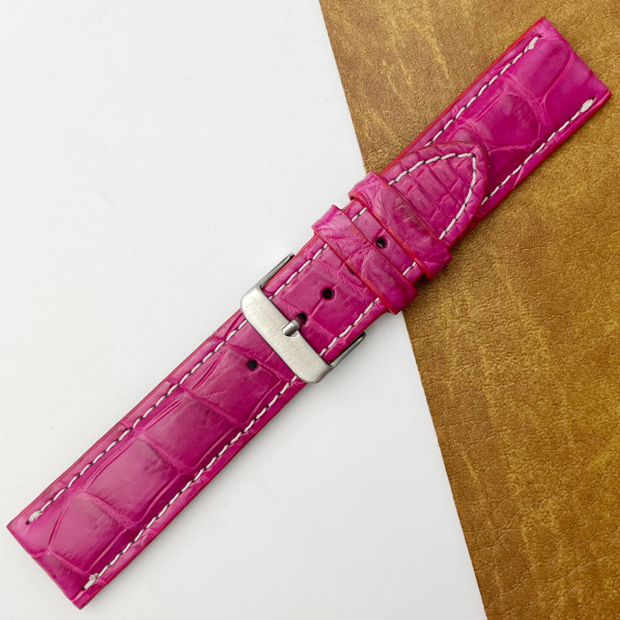 22mm Pink Unique Texture Alligator Watch Band For Men DH-226-Q