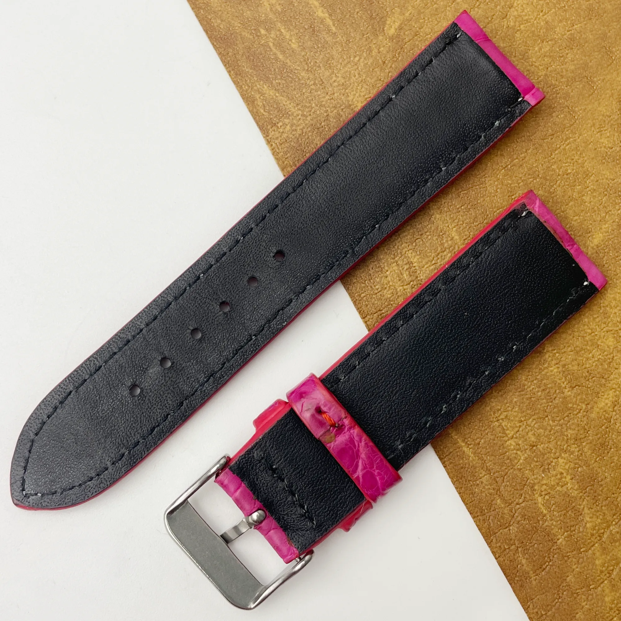 22mm Pink Unique Texture Alligator Watch Band For Men DH-226-Q