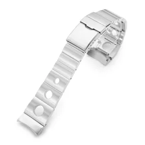 22mm Rollball II Watch Band for Seiko Samurai SRPB51 SRPB09 SRPC93, Stainless Steel - Brushed, Baton Diver Clasp