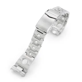 22mm Rollball Watch Band for Seiko SKX007 SKX009 SKX011, Stainless Steel - Brushed, V Diver Clasp