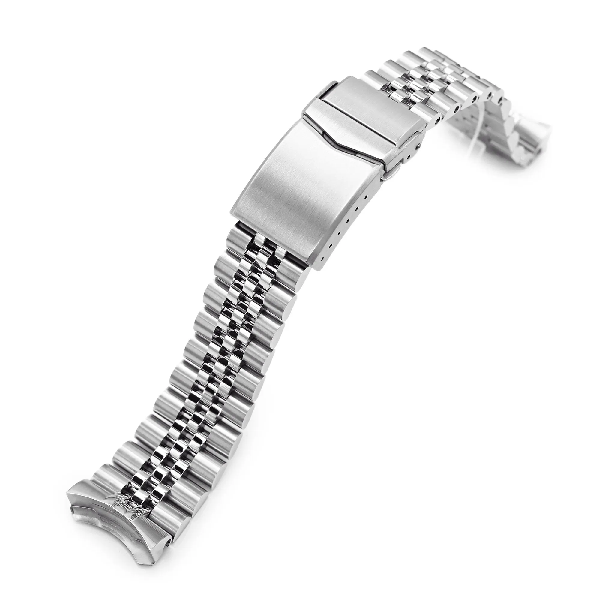 22mm Super-J Louis JUB Watch Band for Seiko 5 Sports GMT SSK001 SSK003 SBSC003, Stainless Steel - Brushed with Polished Center, V Diver Clasp