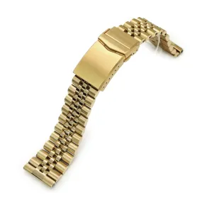 22mm Super-J Louis JUB Watch Band Straight End, 316L Stainless Steel Full IP Gold with Polished Center V-Clasp