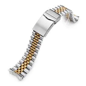 22mm Super-J Louis Watch Band compatible with Seiko SKX007, 316L Stainless Steel Two Tone IP Gold V-Clasp