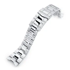 22mm Super-O Boyer Watch Band for Orient Kamasu RA-AA0002L19B RA-AA0004E19A RA-AA0006L19A, Stainless Steel - Polished Center Links, SUB Diver Clasp