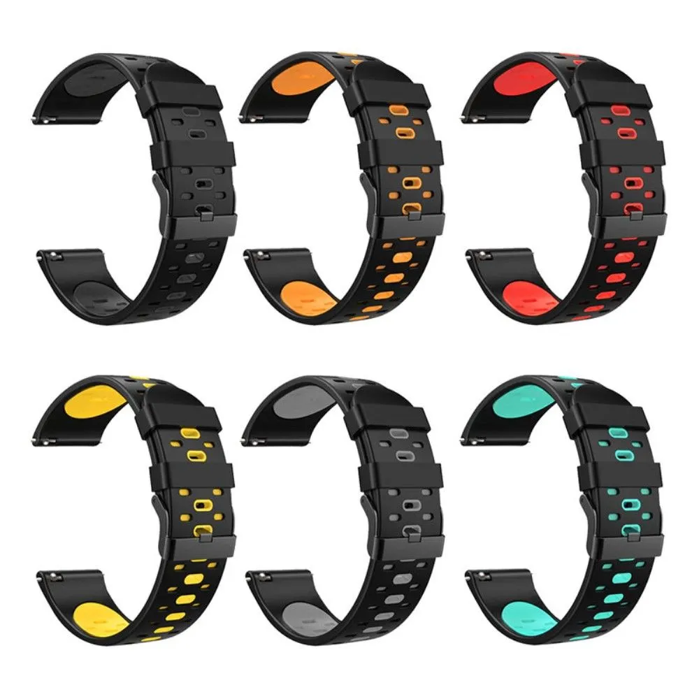 22mm Universal bi-color silicone watch strap - Black