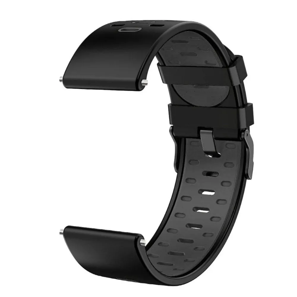 22mm Universal bi-color silicone watch strap - Black