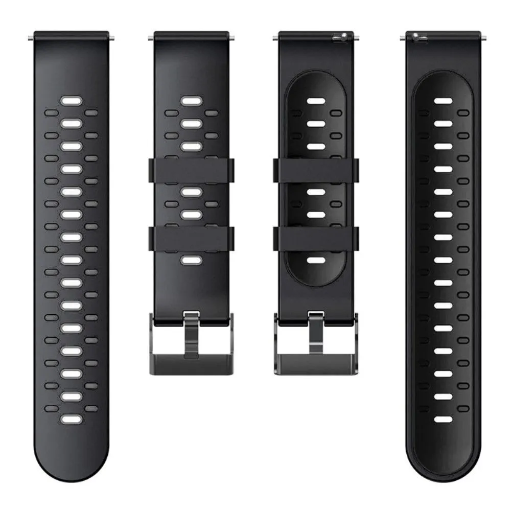 22mm Universal bi-color silicone watch strap - Black