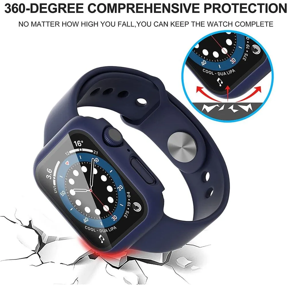 2Pcs Apple Watch (41mm) cover with tempered glass - Blue