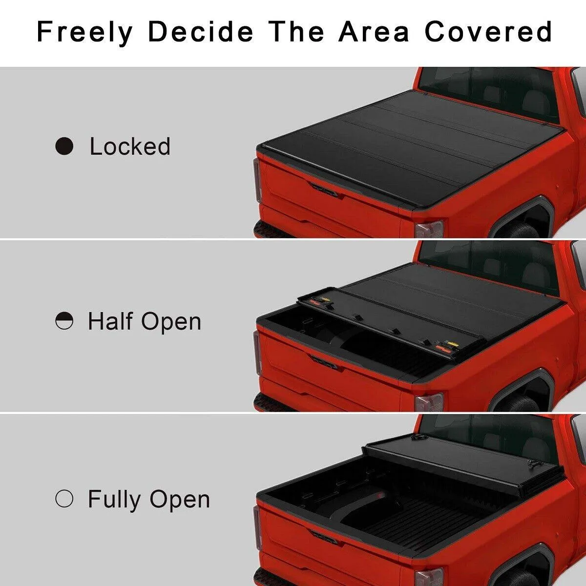 5.5Ft 4-Fold Hard Tonneau Cover w/Light Truck Bed for 2015-2022 Ford F150