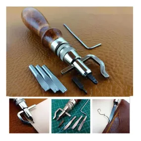 7 in 1 Set Pro Leathercraft Adjustable Stitching and Groover Crease Leather Tool DIY Handmade Practical