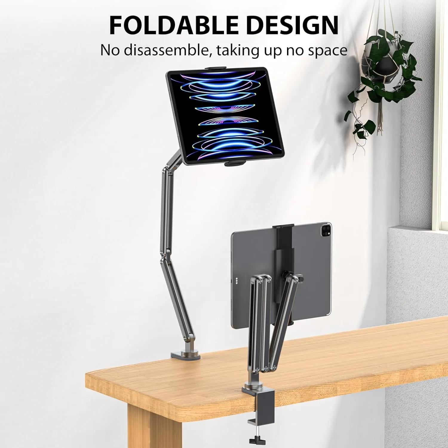 Aluminum Alloy Tablet Stand for Desk, Adjustable Foldable Arm Holder Mount