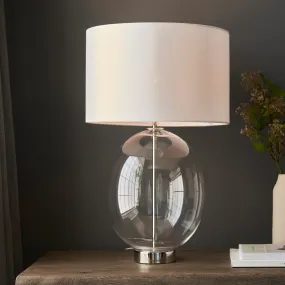 Amos Ovate Table Lamp Clear Glass with White Shade