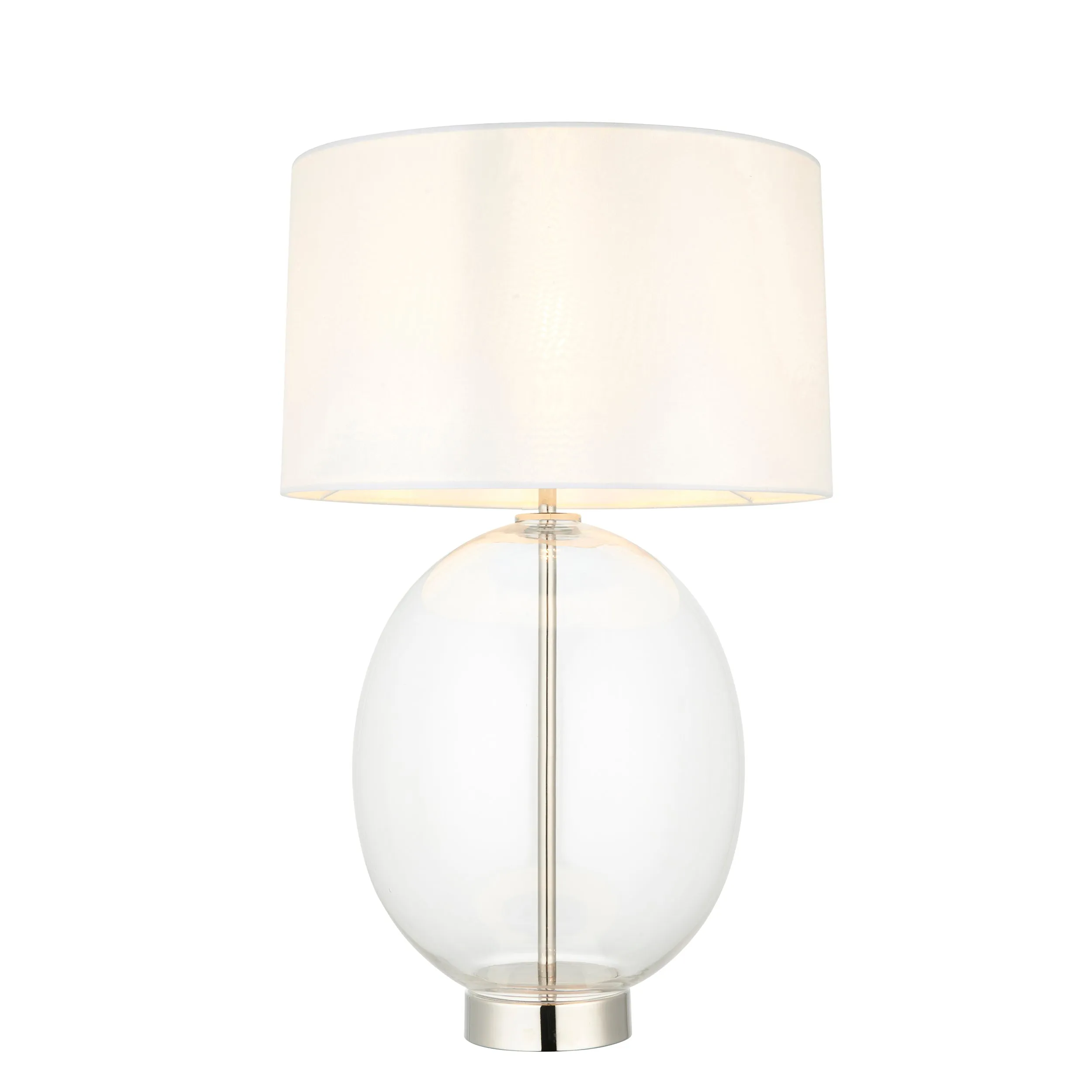 Amos Ovate Table Lamp Clear Glass with White Shade