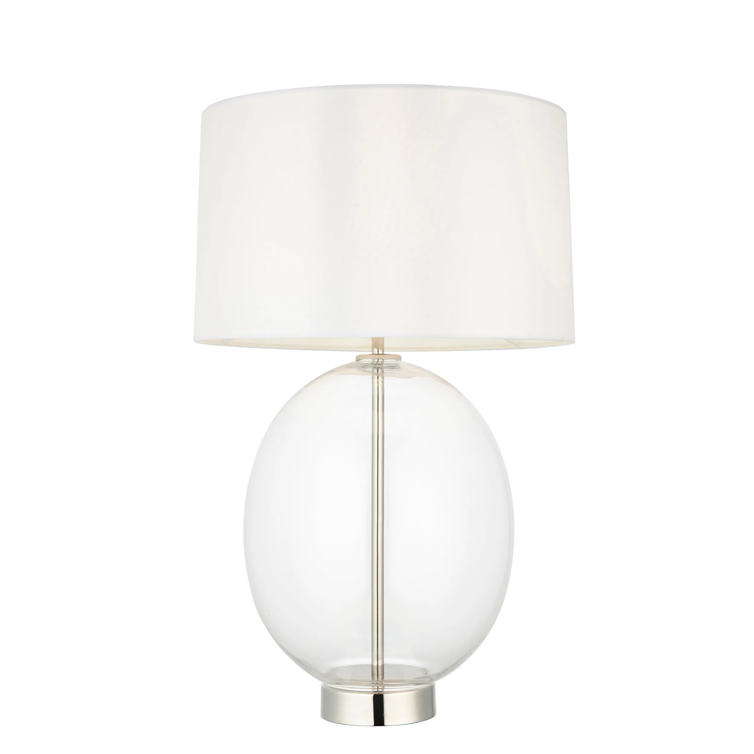 Amos Ovate Table Lamp Clear Glass with White Shade