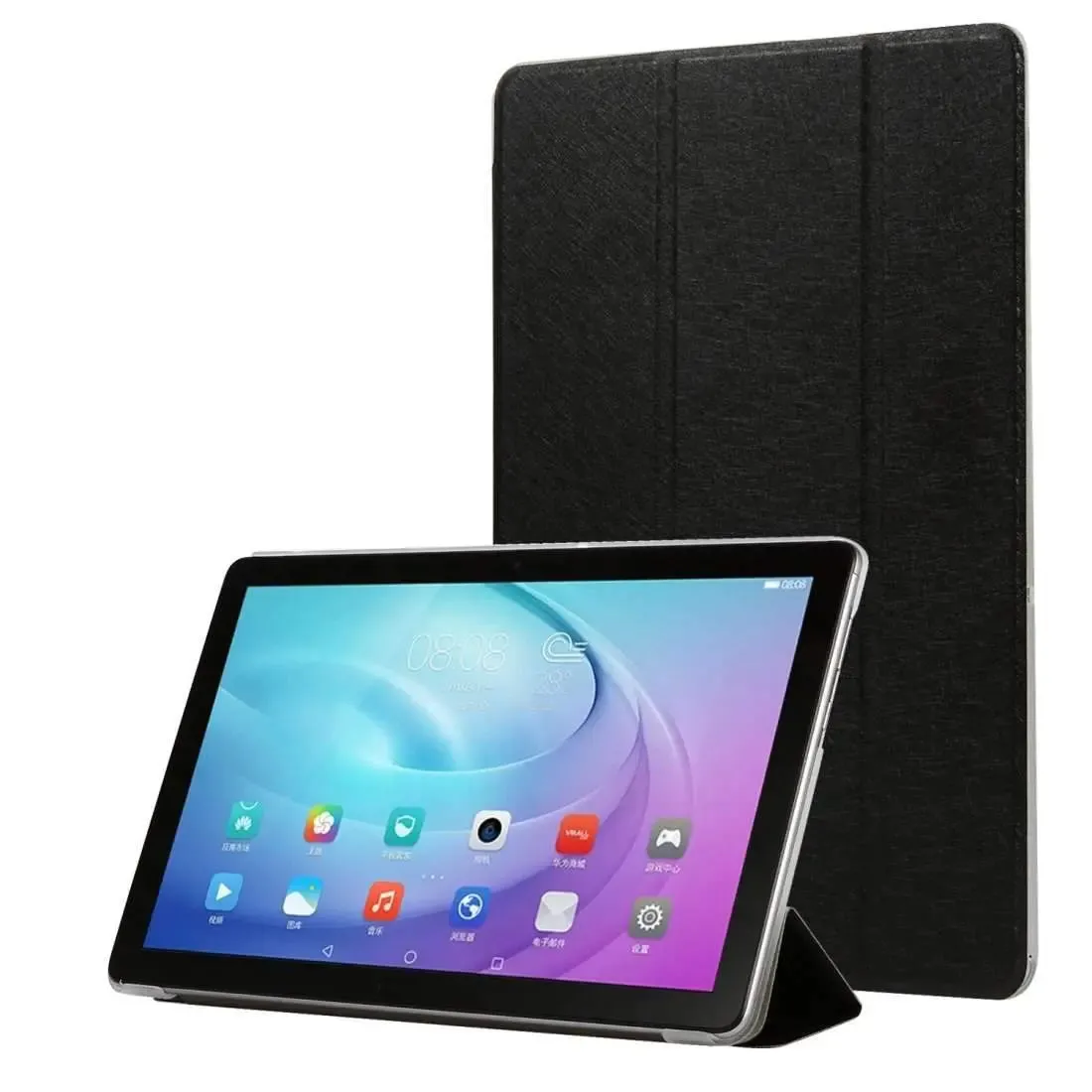 AMZER 3-Fold Silk Texture Flip Case with Holder For Samsung Galaxy Tab-AMZER 3-Fold Case