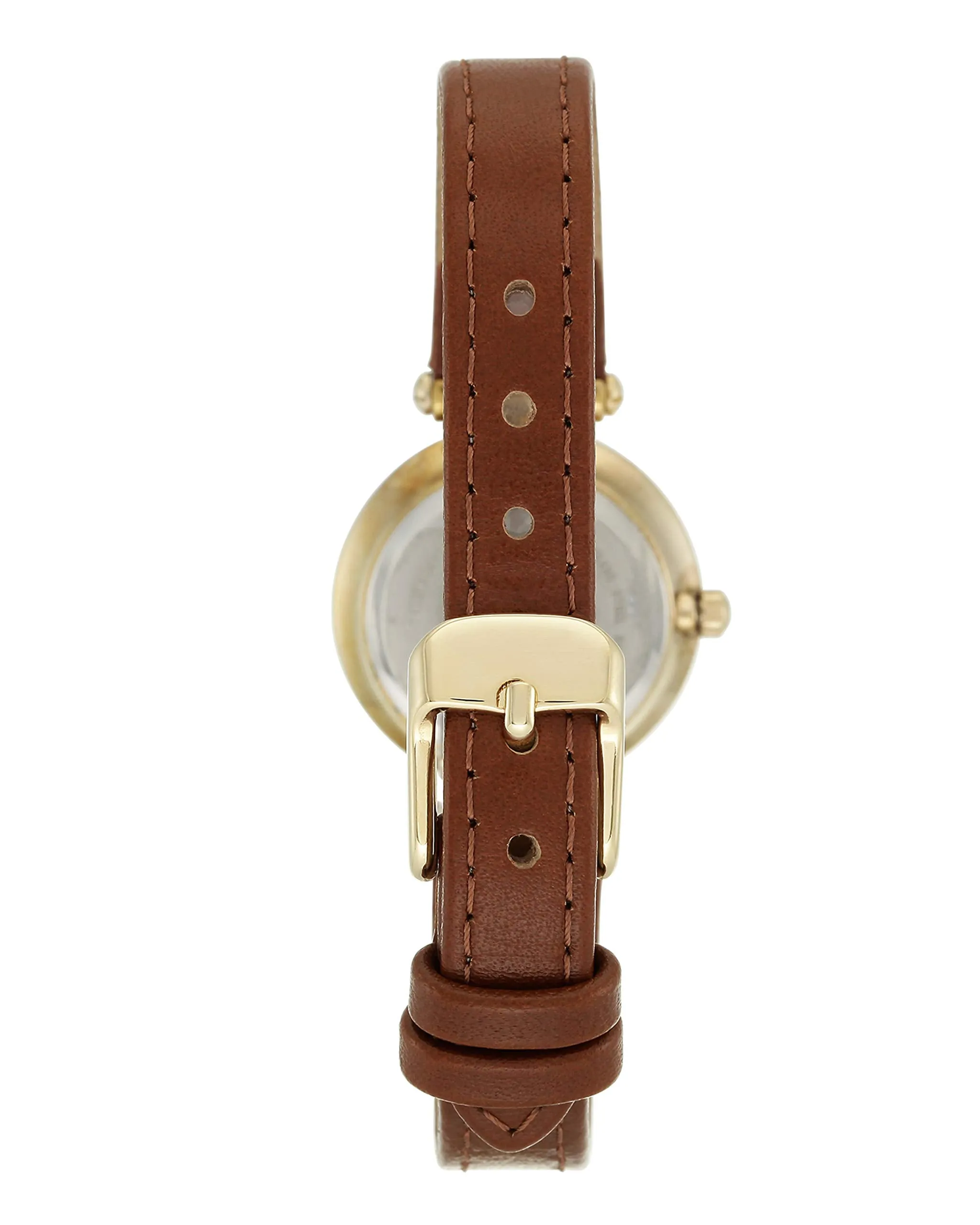 Anne Klein Analog Women's 109442Chhy Gold-Tone Champagne Dial and Brown Leather Strap Watch