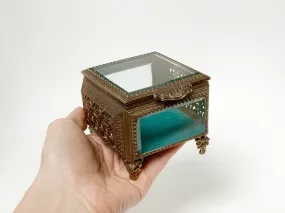 Antique Turquoise Square Jewelry Box