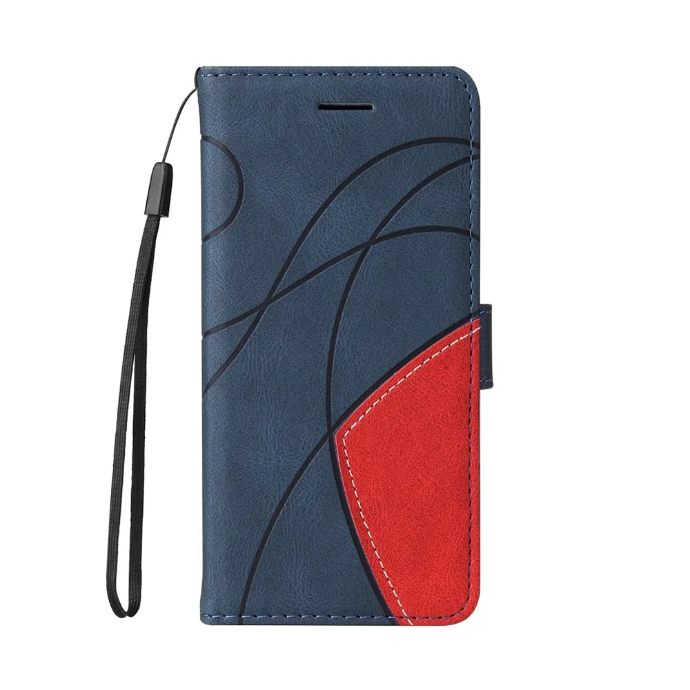 Anymob iPhone Case Blue Leather Flip Wallet Stand Case Cover