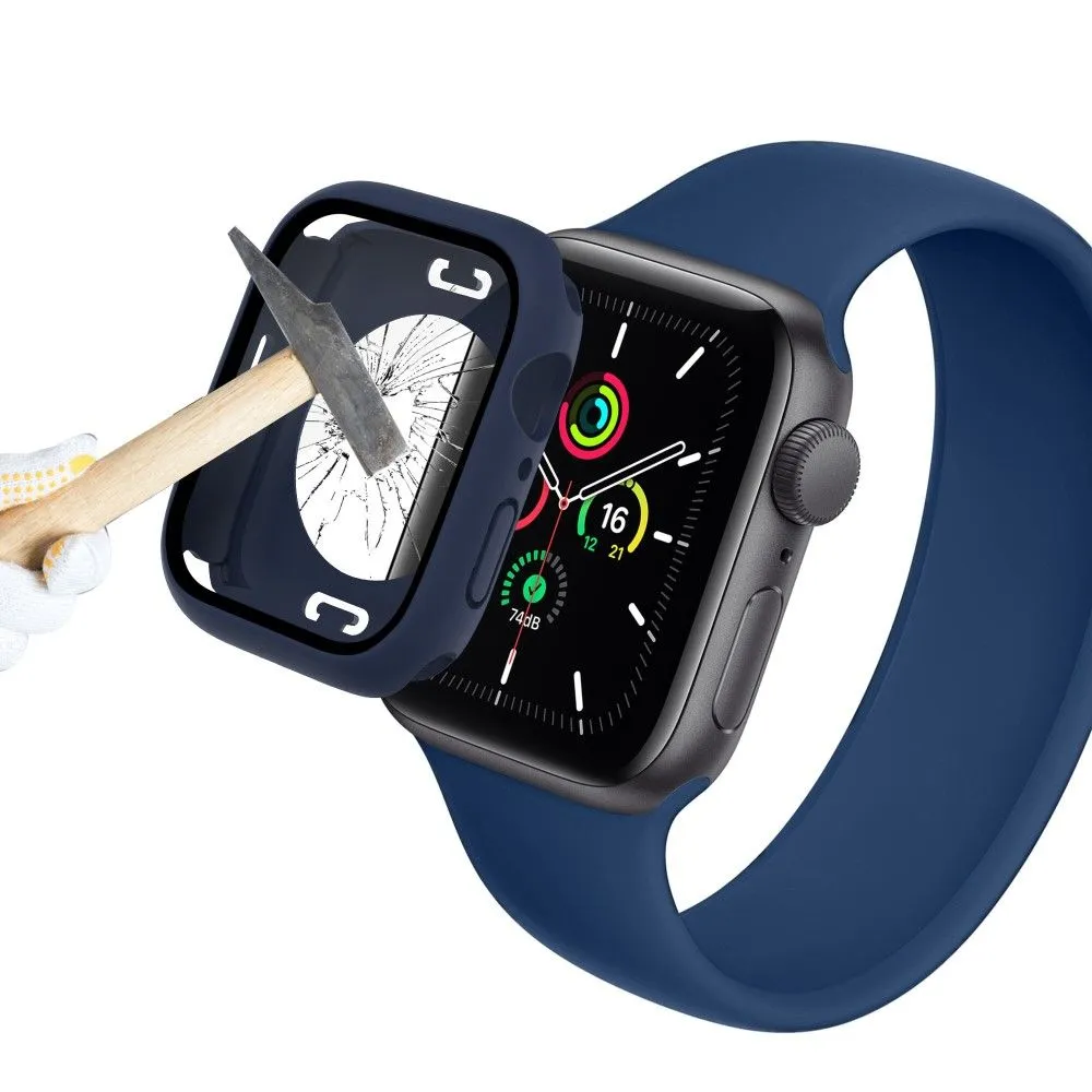 Apple Watch (45mm) elegant cover with built-in tempered glass - Dark Blue