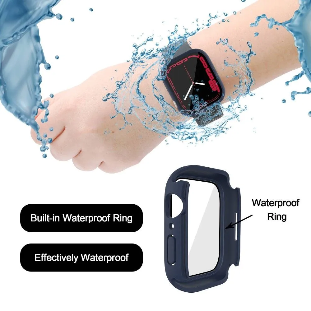 Apple Watch (45mm) elegant cover with built-in tempered glass - Dark Blue