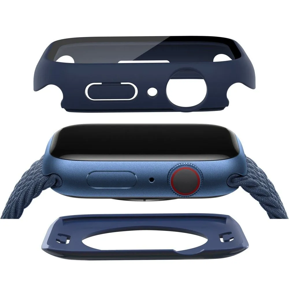 Apple Watch (45mm) elegant cover with built-in tempered glass - Dark Blue