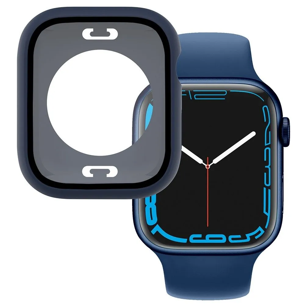 Apple Watch (45mm) elegant cover with built-in tempered glass - Dark Blue