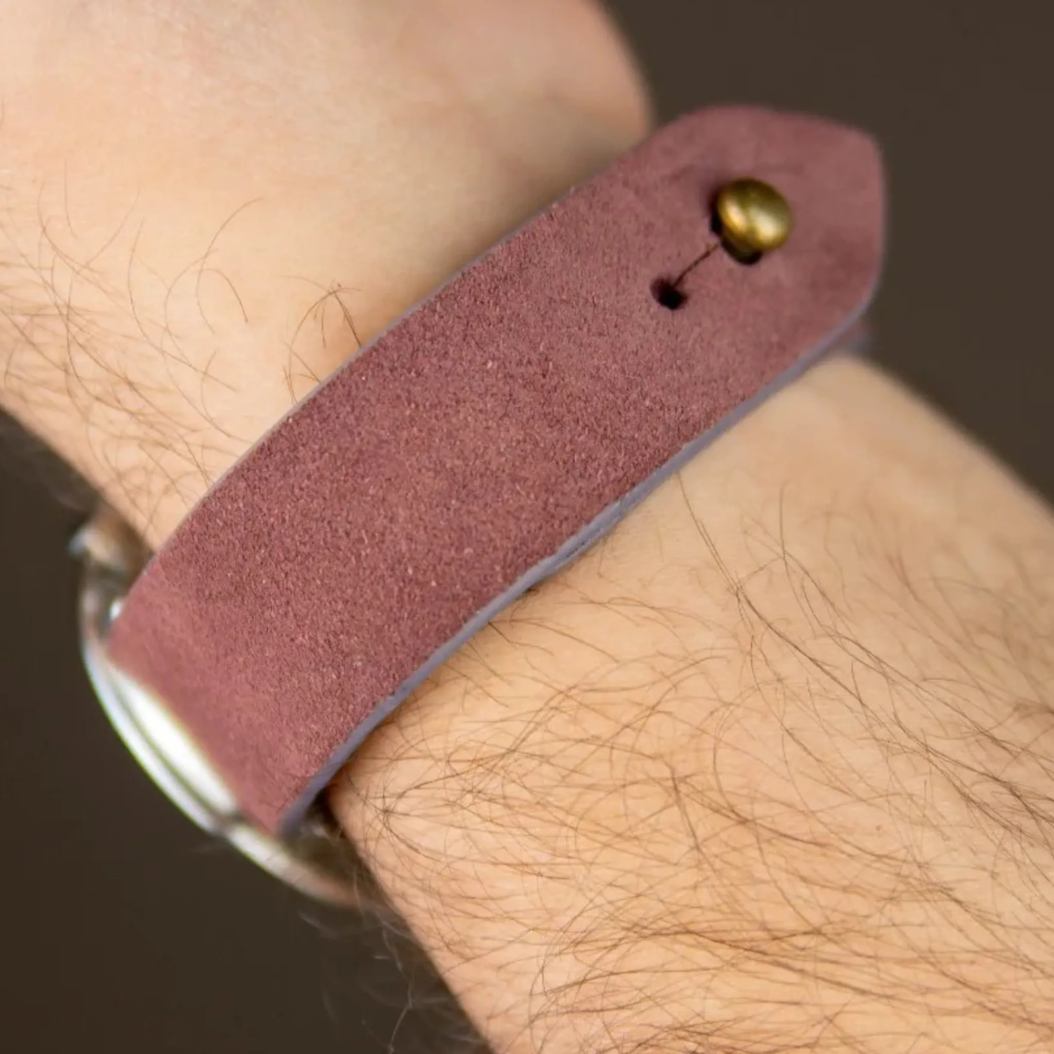 Apple Watch Strap In Suede Leather - Burgundy | Waji's