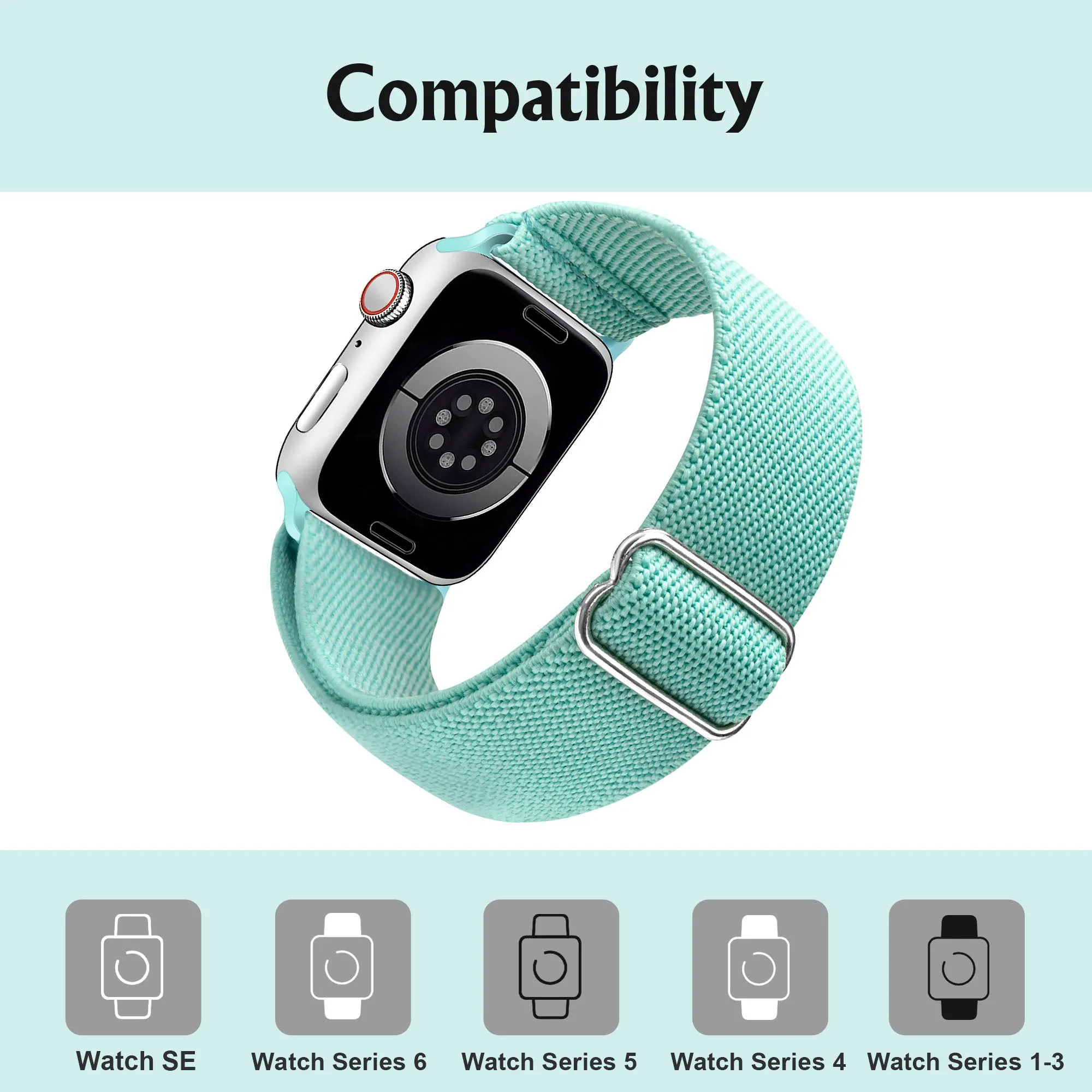 Arae Stretchy Nylon Apple Watch Band Compatible with Apple Watch Series 6 5 4 SE 44mm 40mm and Series 3 42mm 38mm Adjustable Solo Loop Sport Elastic Watch Band Strap for Men Women